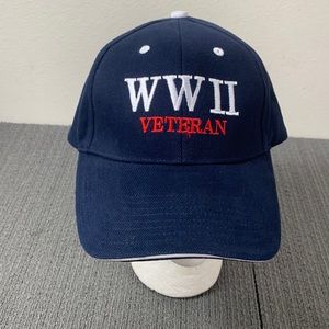 WWII Veteran American Hero Baseball Hat Mens OSFA Navy Blue Adjustable Cap by HG